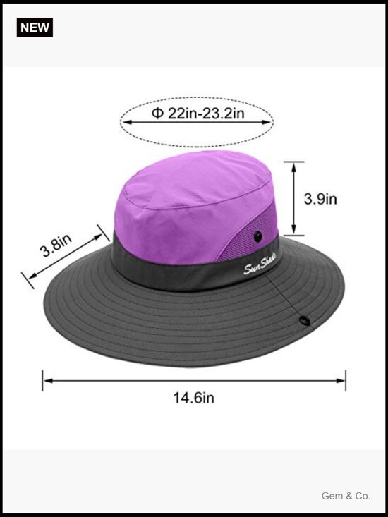 UPF 50 Wide Brim Bucket Sun Hat Ponytail Hat Foldable Pack main image 5